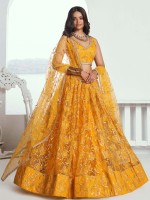 Yellow Butterfly Net Lehenga Choli